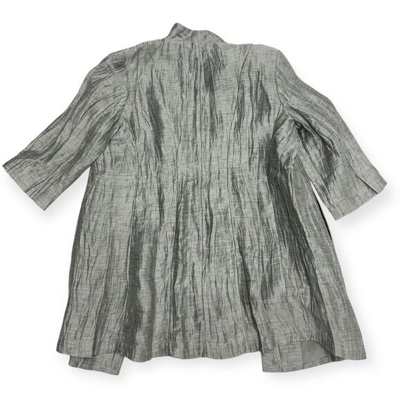 Eileen Fisher Petite Gray Crinkle Linen Open Front Jacket size Small - Picture 6 of 8
